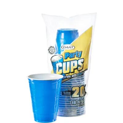 Dart® Cold Cup Party 18 OZ PS Blue Slip Resistant 20 Count/Bag 12 Bags/Case 240 Count/Case
