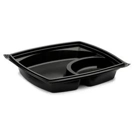 The BOTTLEBOX ® Take-Out Container Base 9X9X1.6 IN PP Black With Soup Compartment 400/Case