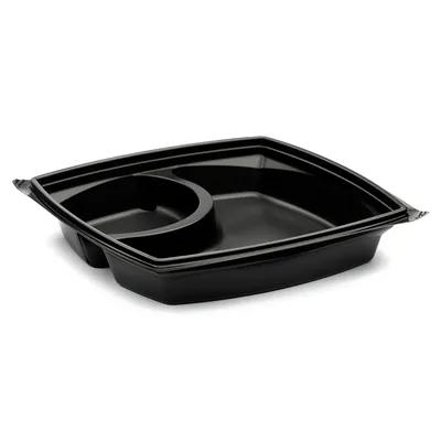 The BOTTLEBOX ® Take-Out Container Base 9X9X1.6 IN PP Black With Soup Compartment 400/Case