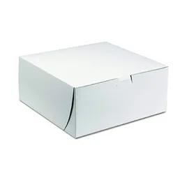 Cake Box 9X9X4 IN Clay-Coated Kraft Board White Kraft Square Lock Corner Tuck Top Without Window 200/Case