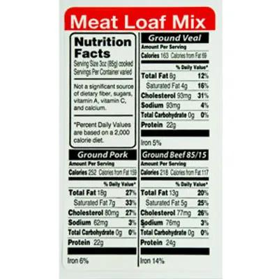 Meat Loaf Mix Label Nutritional Facts 1000/Roll