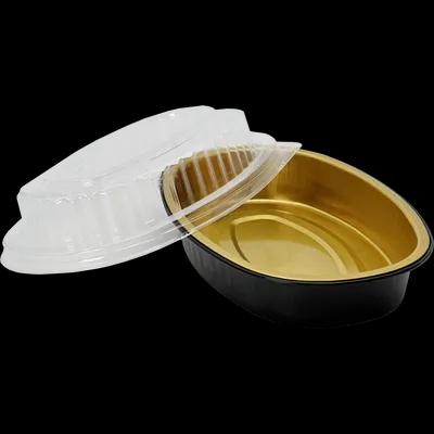 Victoria Bay Take-Out Container Base With Dome Lid 7X5X3 IN Black Clear Gold Oval 100/Case