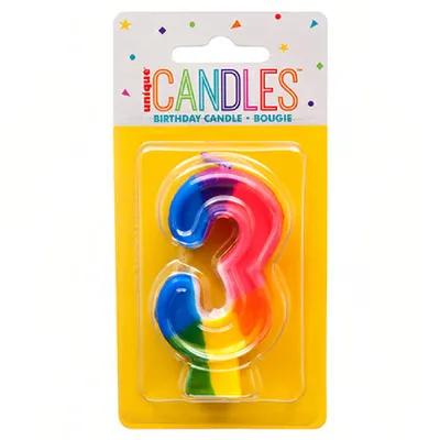 Candle Multicolor #3 6/Pack