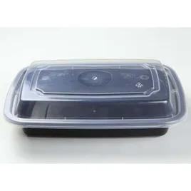 Take-Out Container Base & Lid Combo 24 OZ Black Clear Rectangle 150/Case