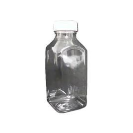 Juice Bottle 12 OZ Clear Square With Lid 24/Case