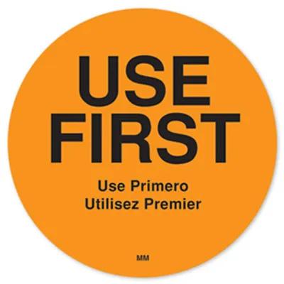 Movemark® Use First Trilingual Label 2 IN Orange 500/Roll