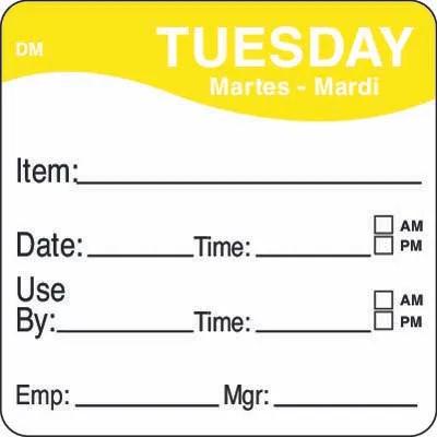 DissolveMark® Tuesday Label 2X2 IN 250/Roll