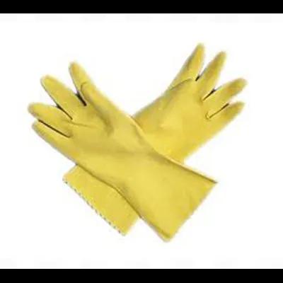 Dishwashing Gloves Large (LG) Yellow Latex Flock Lined 12/Pack