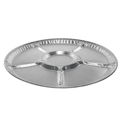 Caterware® Serving Tray Base 18 IN 6 Compartment Aluminum Silver Round 50/Case