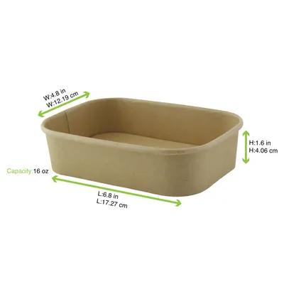 Take-Out Box 6.8X4.8X1.6 IN Paper Kraft Rectangle Laminated 25 Count/Pack 8 Packs/Case 200 Count/Case