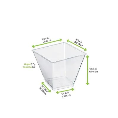 Zeno Deli Container Base 3.3 OZ Plastic Clear Square Freezer Safe 200 Count/Pack 3 Packs/Case 600 Count/Case