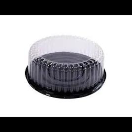 Cake Container & Lid Combo 8 IN Black Clear Shallow 100/Case