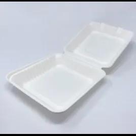 Take-Out Container Hinged 9 IN Pulp Fiber White 54/Case