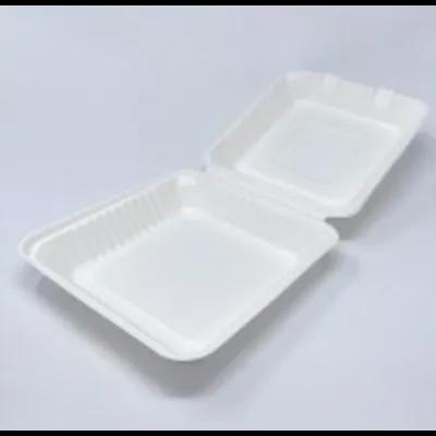 Take-Out Container Hinged 9 IN Pulp Fiber White 54/Case