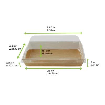 Sushi Take-Out Box Base & Lid Combo With PET Lid 5.9X4.1X1 IN PE Coated Paper Kraft 50 Count/Pack 6 Packs/Case