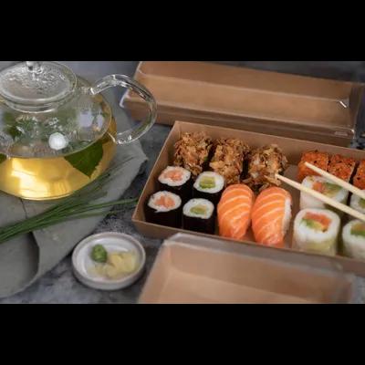 Sushi Take-Out Box Base & Lid Combo With PET Lid 5.9X4.1X1 IN PE Coated Paper Kraft 50 Count/Pack 6 Packs/Case