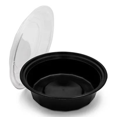 Victoria Bay Take-Out Container Base & Lid Combo 32 OZ Plastic Black Clear Round 150/Case