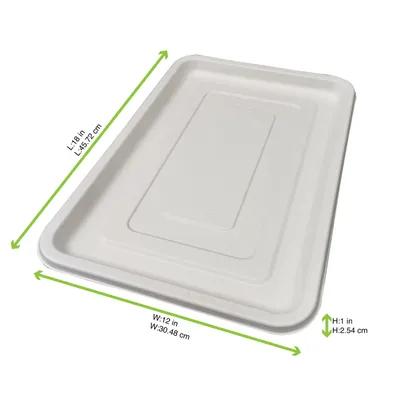 Cafeteria & School Lunch Tray 18X12 IN Sugarcane Rectangle 24/Case