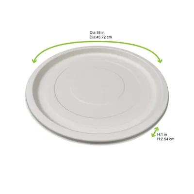 Serving Tray Base 18X1 IN Sugarcane White Round Microwave Safe Freezer Safe 24 Count/Case
