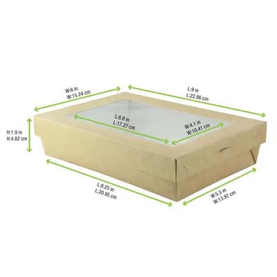 Take-Out Box & Lid Combo With PET Lid 8.9X6.1X2 IN Corrugated Cardboard Kraft 25 Count/Pack 4 Packs/Case 100 Count/Case