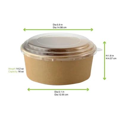 Food Container 16 OZ Kraft Paperboard Brown Round Microwave Safe Freezer Safe 45 Count/Pack 8 Packs/Case 360 Count/Case