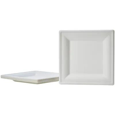 Victoria Bay Plate 6.3X6.3X0.6 IN Bamboo Sugarcane White Square Microwave Safe Freezer Safe 500/Case