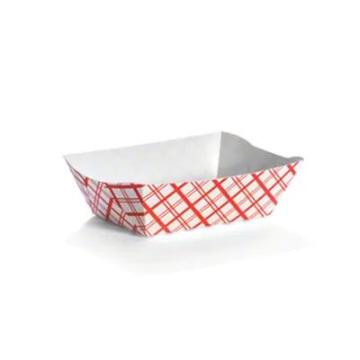 Food Tray 6 OZ Paperboard Red White Plaid 250 Count/Pack 4 Packs/Case