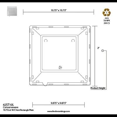 Lid 10.25X10.25 IN PE Clear Square For Container Vented 200/Case