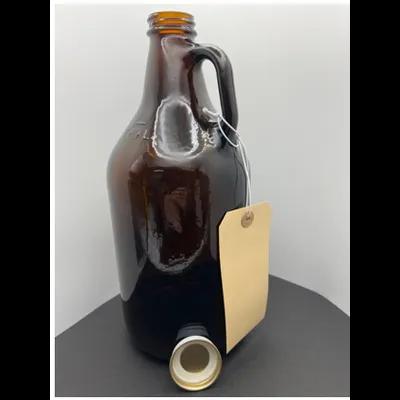 Growler 64 OZ 5X11 IN Glass Amber Round Dishwasher Safe With Handle 6/Case