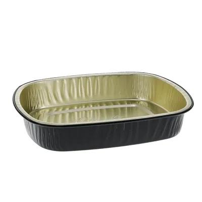 Take-Out Container Base 9X7X1.75 IN Aluminum Black Gold Oblong 250/Case