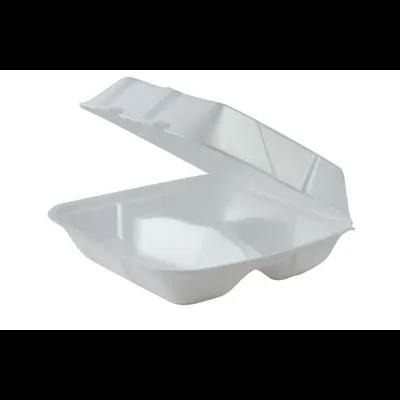 Take-Out Container Hinged Large (LG) 9.5 IN 3 Compartment Foam 200/Case