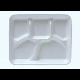 Cafeteria & School Lunch Tray 5 Compartment Foam White 500/Case