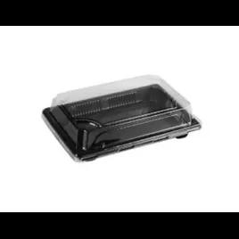 Sushi Take-Out Tray Base & Lid Combo 7X5 IN Plastic Black Clear Rectangle 500/Case