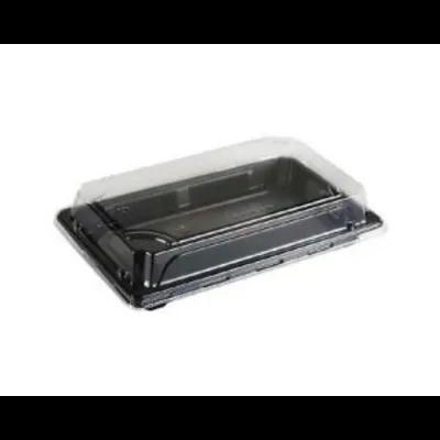 Sushi Take-Out Tray Base & Lid Combo 9X6 IN Plastic Black Clear Rectangle 500/Case