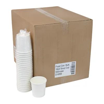 Soup Food Container Base 16 OZ Paperboard White Round Tall 500/Case