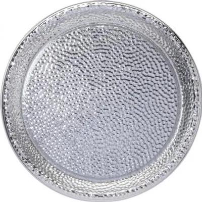 Serving Tray Base 16X1 IN Plastic Silver Round Hammered Look 36/Case