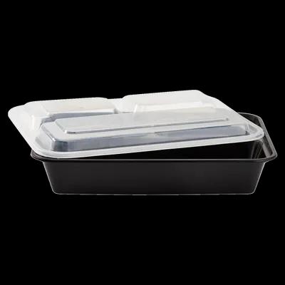 Karat® 32 OZ 3 Compartment PP Black Rectangle Microwave Safe 150/Case