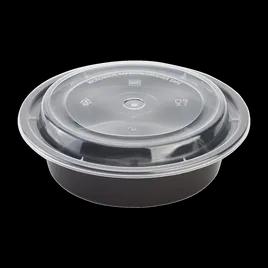 Karat® Take-Out Container Base & Lid Combo 16 OZ Black Round Microwave Safe 150/Case