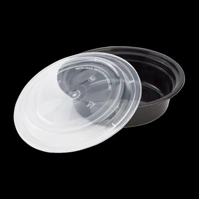 Karat® Take-Out Container Base & Lid Combo 16 OZ Black Round Microwave Safe 150/Case