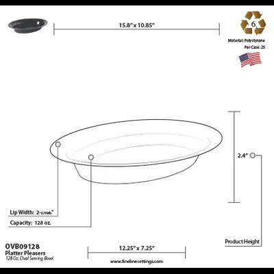 Platter Pleasers Bowl 128 OZ PS Clear Oval 25/Case