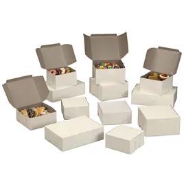 Bakery Box 1/4 Size 14X10X4 IN White Rectangle Lock Corner 100/Case