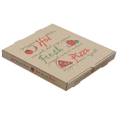 Pizza Box 7X7X1.63 IN Corrugated Cardboard Kraft/Kraft Stock Print B-Flute 50/Case