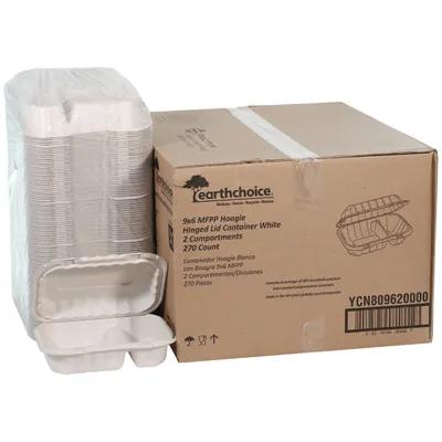 EarthChoice® Take-Out Container Hinged 9X6X3 IN 2 Compartment MFPP White Microwave Safe 270/Case