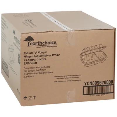 EarthChoice® Take-Out Container Hinged 9X6X3 IN 2 Compartment MFPP White Microwave Safe 270/Case