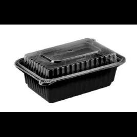 Take-Out Container Base & Lid Combo 12 OZ Plastic Black Oblong Vented Anti-Fog 150/Case