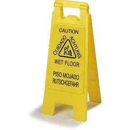 Flo-Pac® Wet Floor Sign 25X11X25 IN Yellow PP 2-Sided Economy Durable Trilingual 6 Count/Case