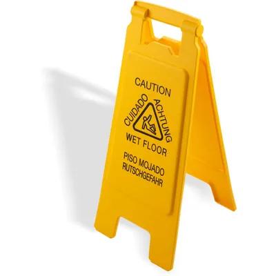 Flo-Pac® Wet Floor Sign 25X11X25 IN Yellow PP 2-Sided Economy Durable Trilingual 6 Count/Case