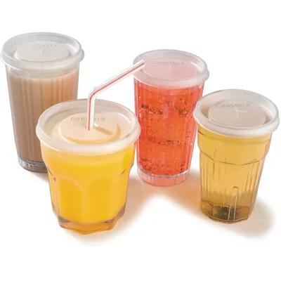 Lid Flat PS Translucent For 12 FLOZ Cold Tumbler Straw Slot 100 Count/Pack 10 Packs/Case 1000 Count/Case