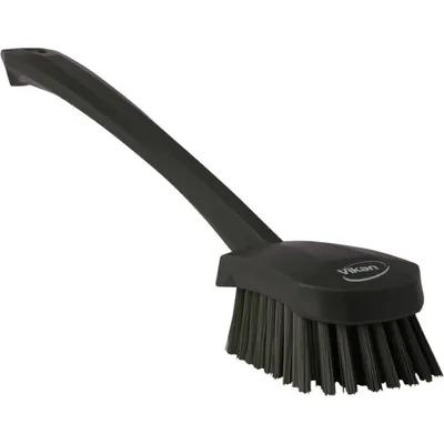 Vikan® Scrub Brush PP Polyester Black Long Handle Stiff Bristles 1/Each