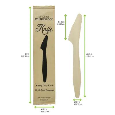 Knife 7.3 IN Wood Natural Heavyweight 50 Count/Pack 10 Packs/Case 500 Count/Case